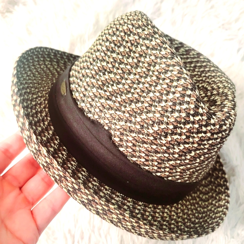 Sun N Sand Straw Fedora Hat with black trimming